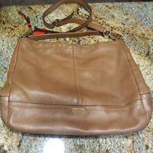 Coach F23293 Pebble Leather Hobo 2Way Shoulder/Hand Bag Zip Closure Brown